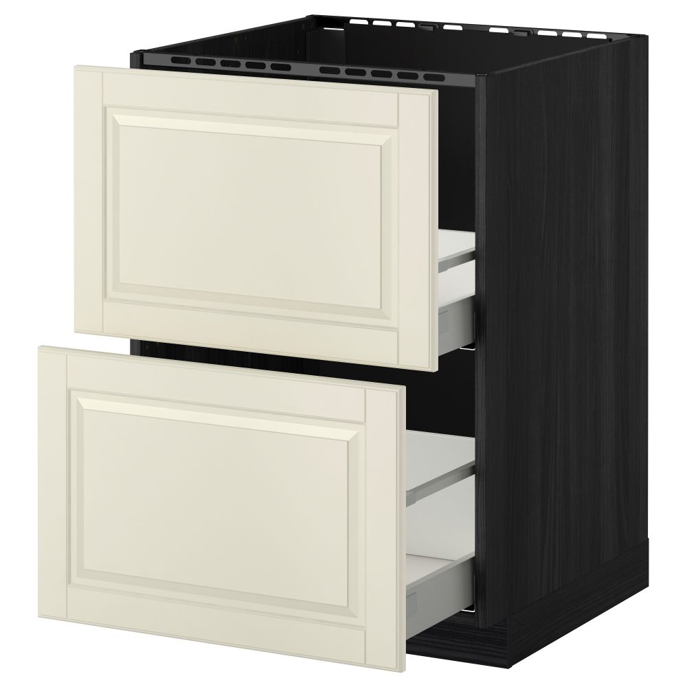 Напольный шкаф под мойку + 2 фронтальных панели, 2 ящика МЕТОД / МАКСИМЕРА, черный, Будбин белый с оттенком - схема-чертеж с размерами