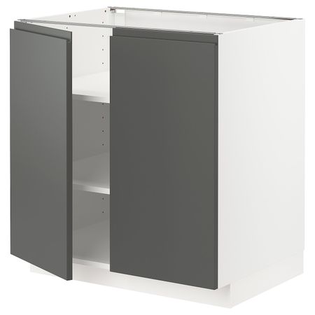 Напольный шкаф с полками/2двери, белый/Воксторп темно-серый 80x60 см IKEA METOD МЕТОД 593.098.51