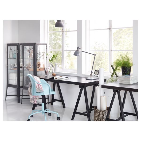 Стол ТОРНЛИДЕН / ОДВАЛЬД, черно-коричневый, черный (150x75 см) - схема-чертеж с размерами