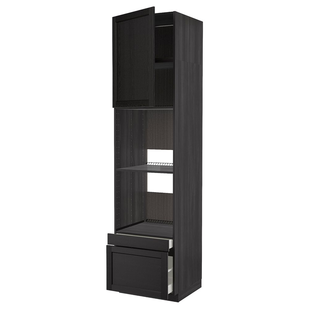 Высокий шкаф для духовки комбинированный, духовка + дверца/2ящ, черный/Лерхюттан черная морилка 60x60x240 см IKEA МЕТОД / - схема-чертеж с размерами