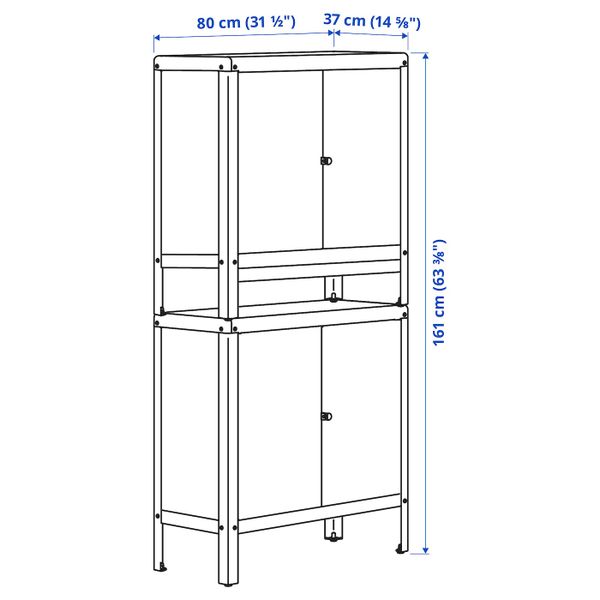 Шкаф для/дома/сада, бежевый 80x161 см IKEA KOLBJÖRN КОЛЬБЬЁРН 994.176.03 - схема-чертеж с размерами