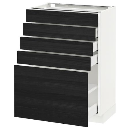 Напольный шкаф с 5 ящиками МЕТОД / МАКСИМЕРА, белый, Тингсрид черный