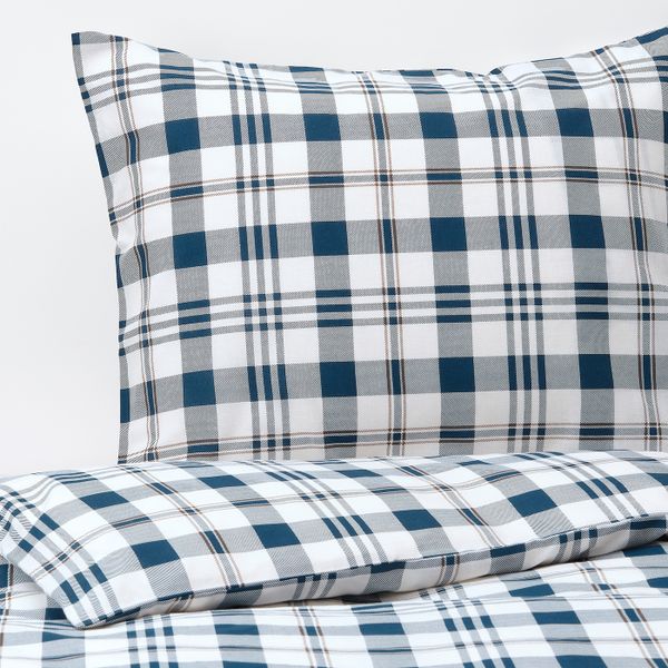 Пододеяльник и наволочка, белый синий/клетка 150x200/50x70 см IKEA SPIKVALLMO СПИКВАЛЛЬМО 204.664.51 - фото 2