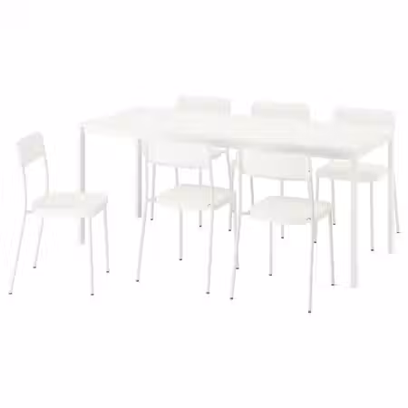 VIHALS / VIHALS Стол и 6 стульев - белый/белый 120/180x74 см