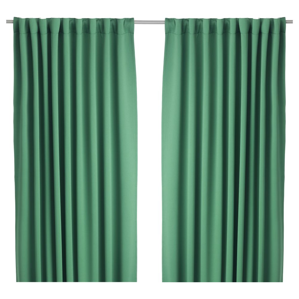 Гардины, блокирующие свет, 1 пара ВЕРНА, зеленый (145x300 см) - фото 1