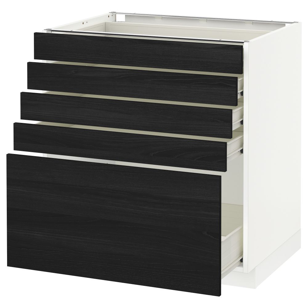 Напольный шкаф с 5 ящиками МЕТОД / ФОРВАРА, белый, Тингсрид черный - схема-чертеж с размерами