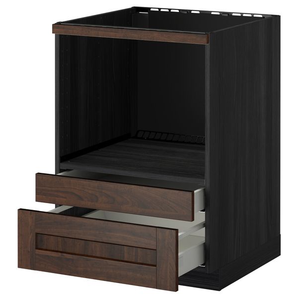 Напольный шкаф для комбинирования СВЧ, ящики МЕТОД / МАКСИМЕРА, черный, Эдсерум коричневый (60x60 см) - схема-чертеж с размерами