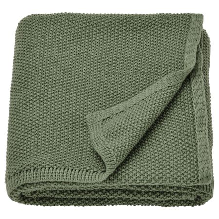 Плед, 130x170 см, серо-зеленый IKEA HUMLEMOTT 605.495.53