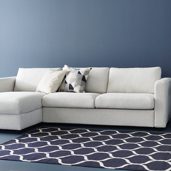 Ковер безворсовый, сетчатый орнамент ручная работа, сетчатый орнамент белый синий 170x240 см IKEA СТОКГОЛЬМ 2017 503.526.60 - фото 3