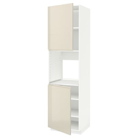 Высокий шкаф для духовки, 2 дверцы, полки, 60x60x220 cm IKEA METOD МЕТОД 194.551.61
