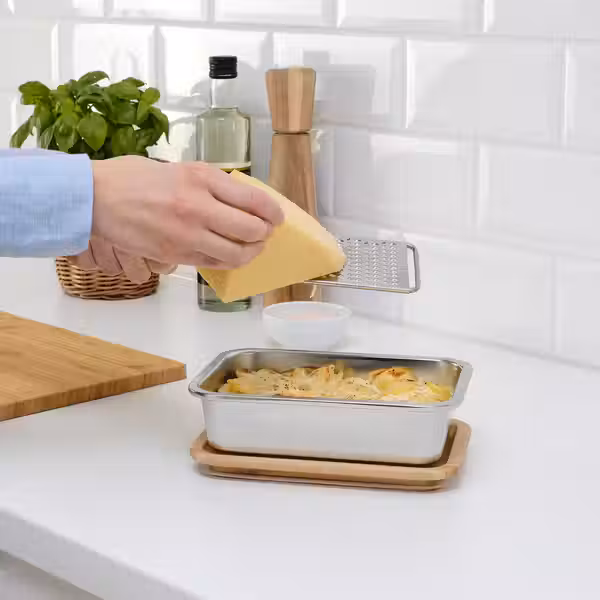 IKEA 365+ Контейнер для продуктов с крышкой - прямоугольн формы нержавеющ сталь/бамбук 1.0 л - фото 2