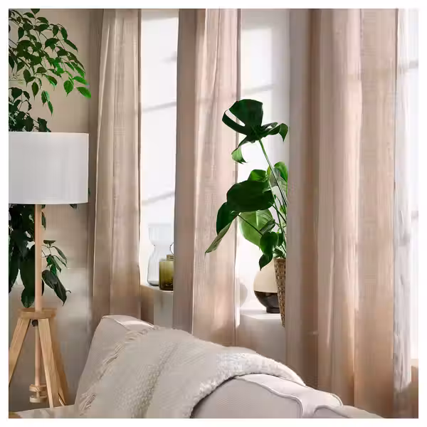 DYTÅG Гардины, 2 шт. - бежевый/с лентой 145x300 см - фото 4