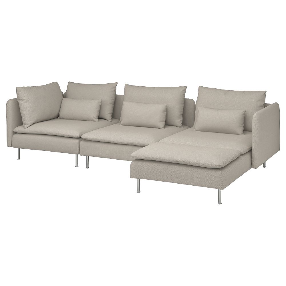 4-местный диван с козеткой, фридтуна светло-бежевый IKEA SÖDERHAMN 394.497.01 - фото 1