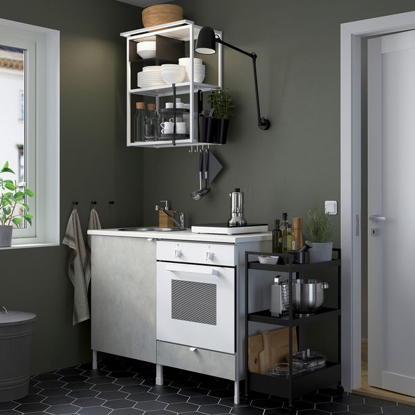 Кухня, 123x63.5x222 см, белый, под бетон IKEA BEGIVENHET БЕГИВЕНХЕТ 793.370.61 - фото 3