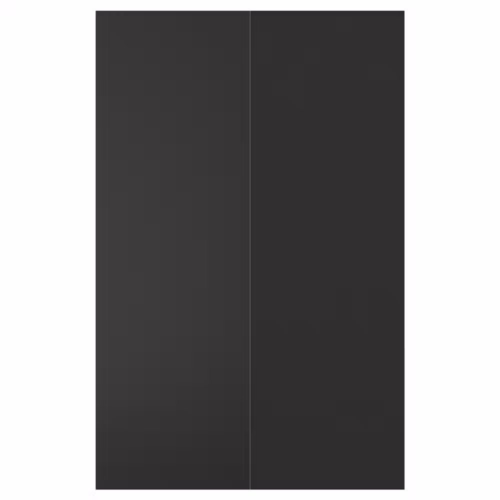 NICKEBO Дверца д/напольн углового шк, 2шт - матовая поверхность антрацит 25x80 см - фото 1