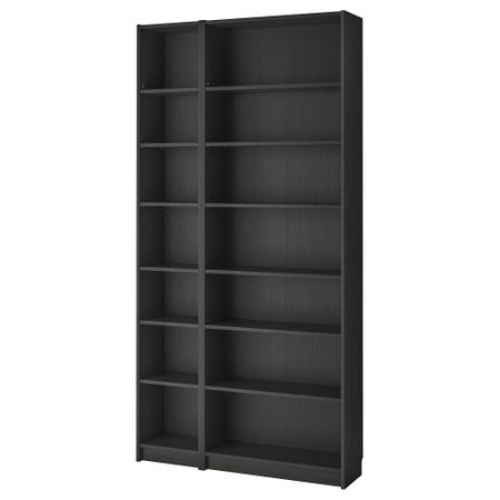 Стеллаж комбинация, верхняя полка, 120x28x237 см, черно-коричневый IKEA BILLY БИЛЛИ 392.307.12