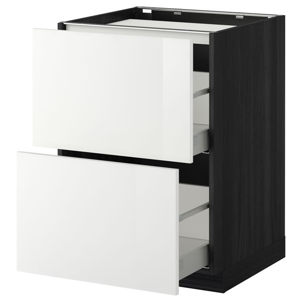 Напольный шкаф, 2 фронтальных панели, 3 ящика МЕТОД / МАКСИМЕРА, черный, Рингульт белый - фото 1