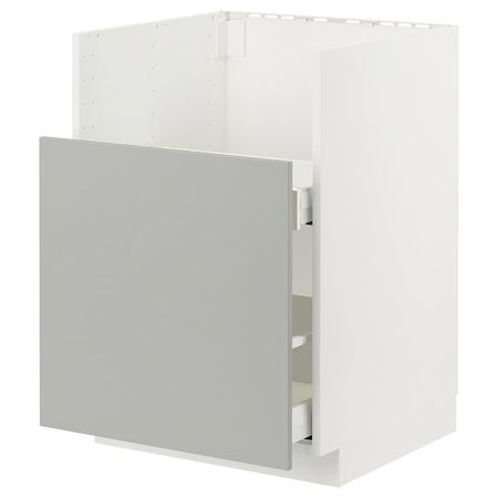 METOD / MAXIMERA Шкаф для мойки ТАЛЛШЁН - белый/Havstorp светло-серый 60x60 см