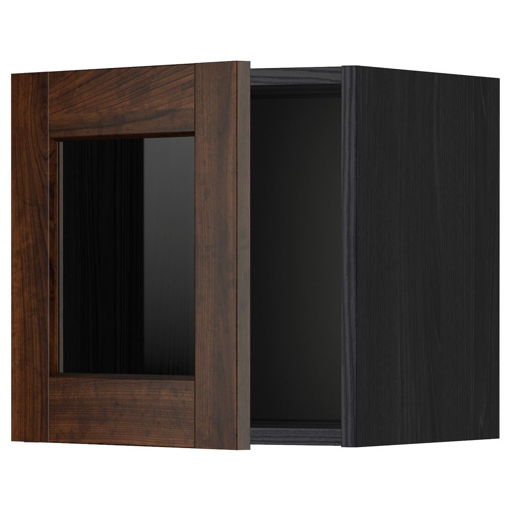 Навесной шкаф со стеклянной дверью, черный/Эдсерум коричневый 40x40 см IKEA МЕТОД 292.264.33 - схема-чертеж с размерами