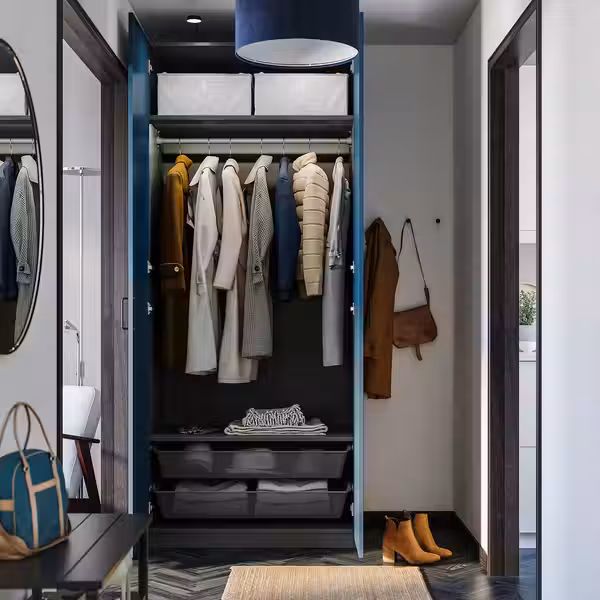 PAX / FYRUDDEN Гардероб, комбинация - темно-серый/синий 100x60x236 см - фото 3