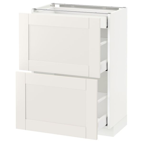 Напольный шкаф/2фасада/3ящика, белый/Сэведаль белый 60x37 см IKEA METOD МЕТОД / MAXIMERA МАКСИМЕРА 592.387.45 - фото 1