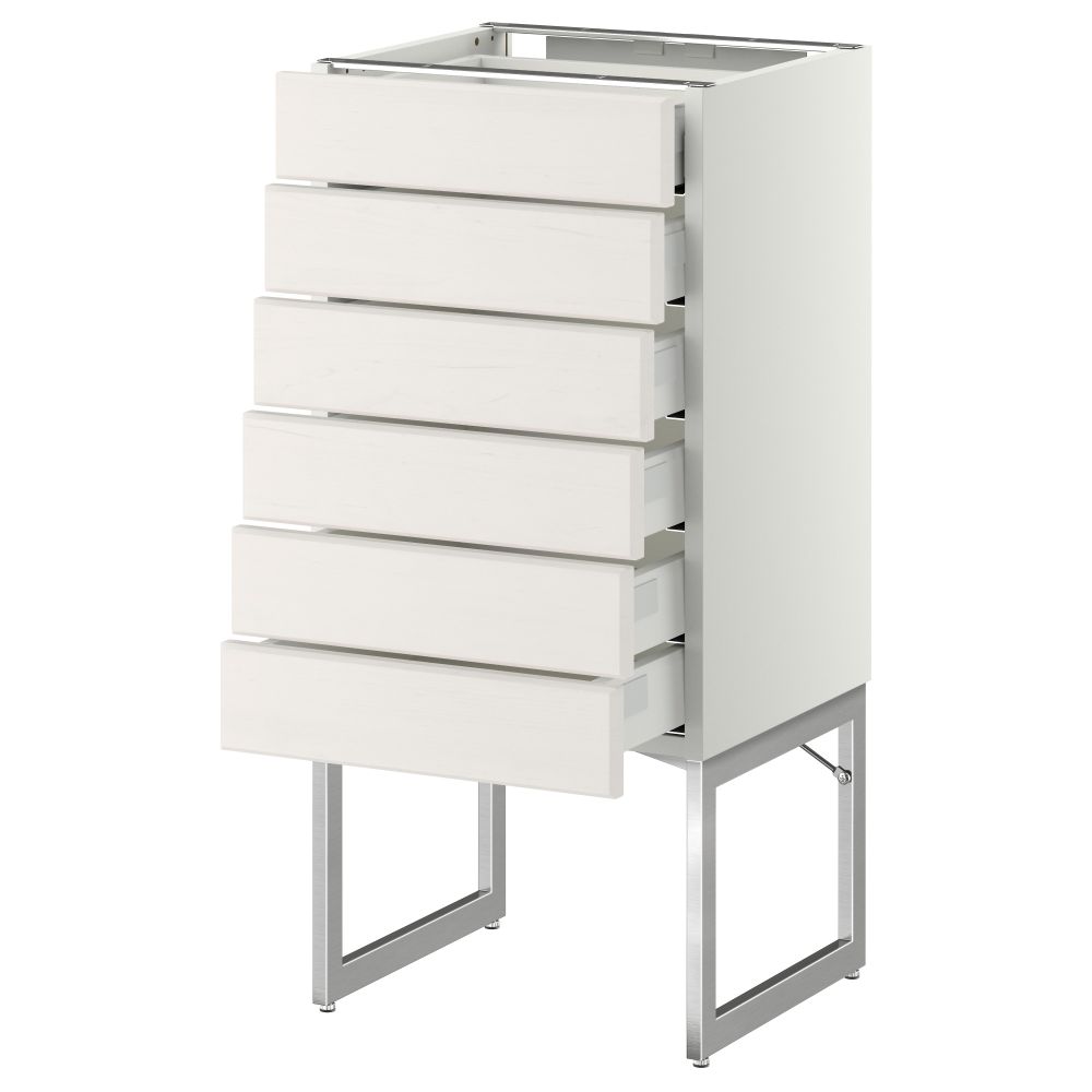 Напольный шкаф 6 фронтальных панелей, 6 нижних ящиков МЕТОД / МАКСИМЕРА, белый, Лаксарби белый - схема-чертеж с размерами