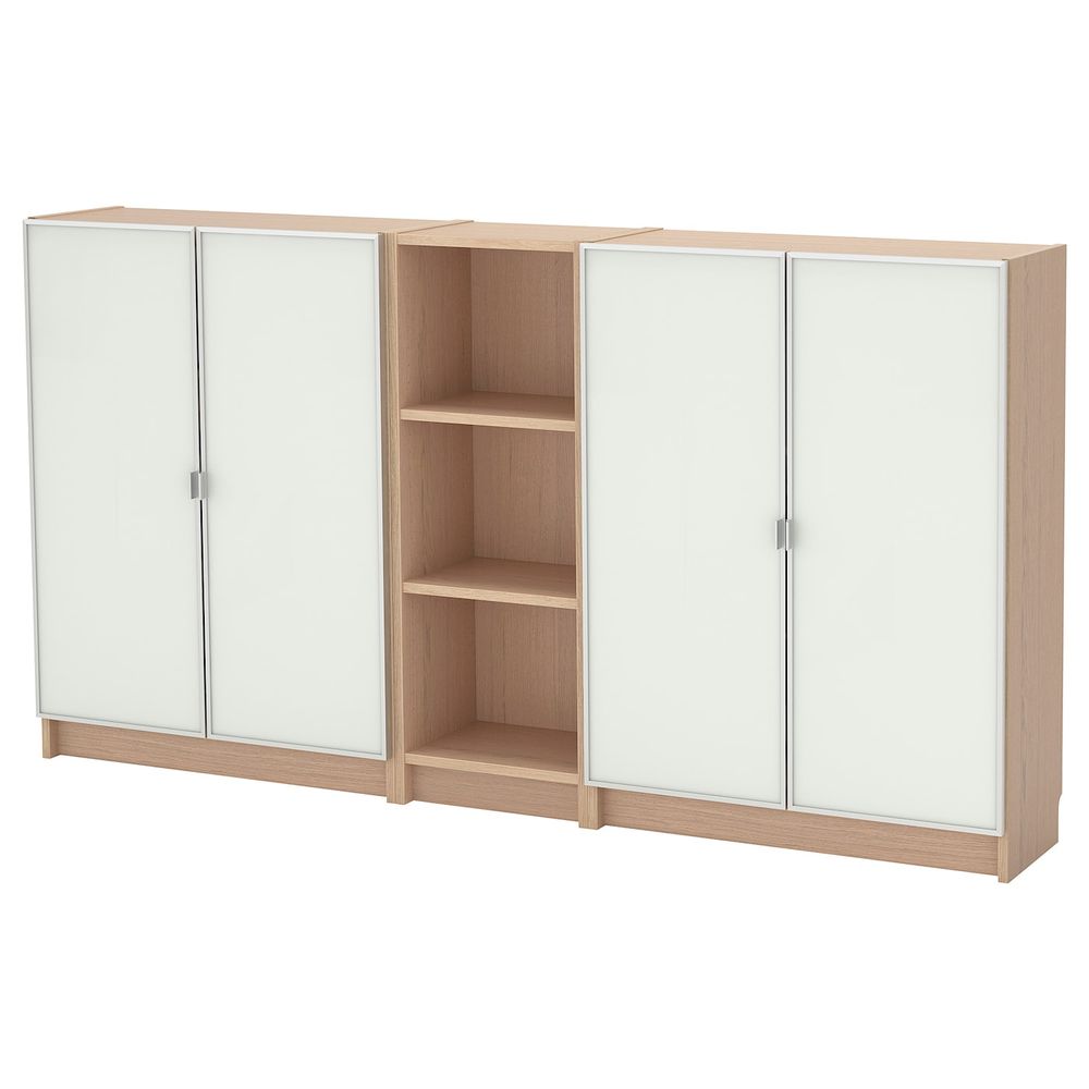 Стеллаж, дубовый шпон, беленый 200x30x106 см IKEA BILLY БИЛЛИ / MORLIDEN МОРЛИДЕН 592.499.56 - фото 1