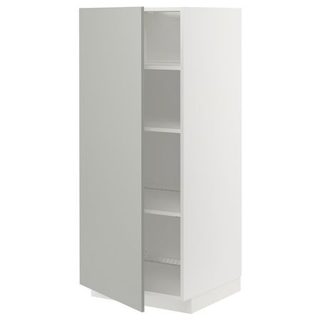 METOD Высокий шкаф с полками - белый/Havstorp светло-серый 60x60x140 см