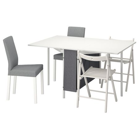 Стол и 4 стула, белый, светло-серый/Книса светло-серый 89x98 см IKEA KALLHÄLL КАЛЛХЭЛЛ / KÄTTIL КЭТТИЛ 894.298.66
