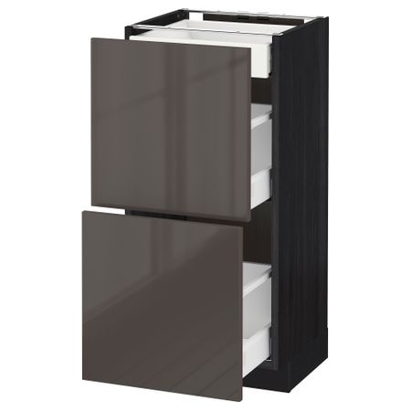 Напольный шкаф, 2 фасада, 3 ящика МЕТОД / МАКСИМЕРА, черный, Рингульт серый