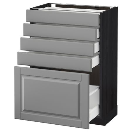 Напольный шкаф с 5 ящиками МЕТОД / МАКСИМЕРА, черный, Будбин серый