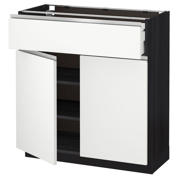 Напольный шкаф + ящик, 2 дверцы МЕТОД / МАКСИМЕРА, черный, Нодста белый - схема-чертеж с размерами
