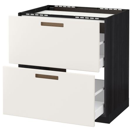 Напольный шкаф, 2 фронтальных панели, 3 ящика МЕТОД / МАКСИМЕРА, черный, Мэрста белый