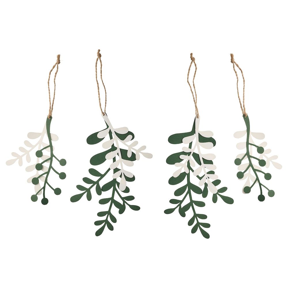 Подвесные украшения, 4 предм., омела белый, зеленый IKEA VINTER 2021 ВИНТЕР 2021 105.018.17 - фото 1