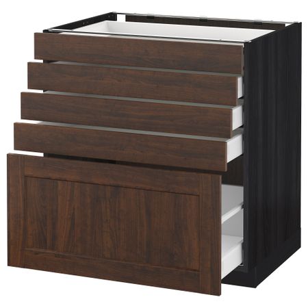 Напольный шкаф с 5 ящиками МЕТОД / МАКСИМЕРА, черный, Эдсерум коричневый