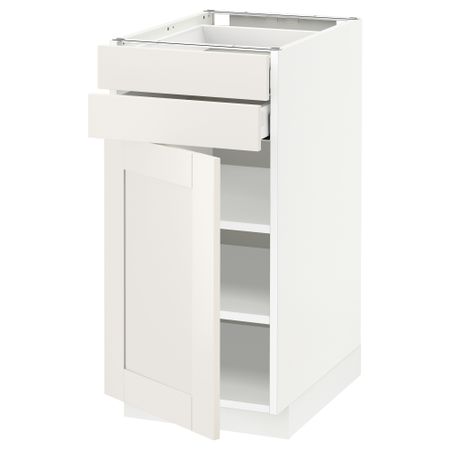Напольный шкаф с дверцей, 2 ящиками МЕТОД / МАКСИМЕРА, белый, Сэведаль белый