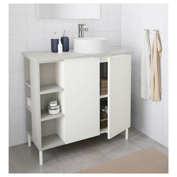 Шкаф под раковину с 2 дверцы, 2 открытыми полк, белый, серый ЭНСЕН смеситель 82x40x87 см IKEA ЛИЛЛОНГЕН/ВИСКАН / ГУТВИКЕН - схема-чертеж с размерами