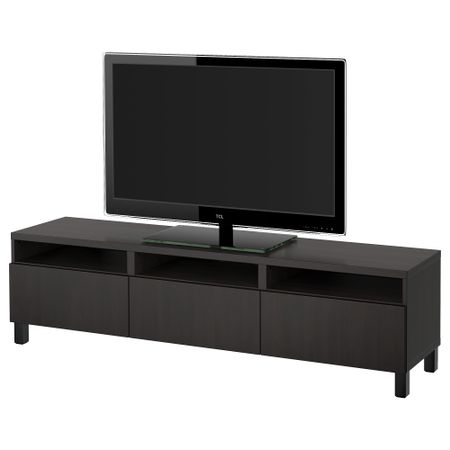 Тумба для ТВ с ящиками БЕСТО, Лаппвикен черно-коричневый (180x40x48 см)