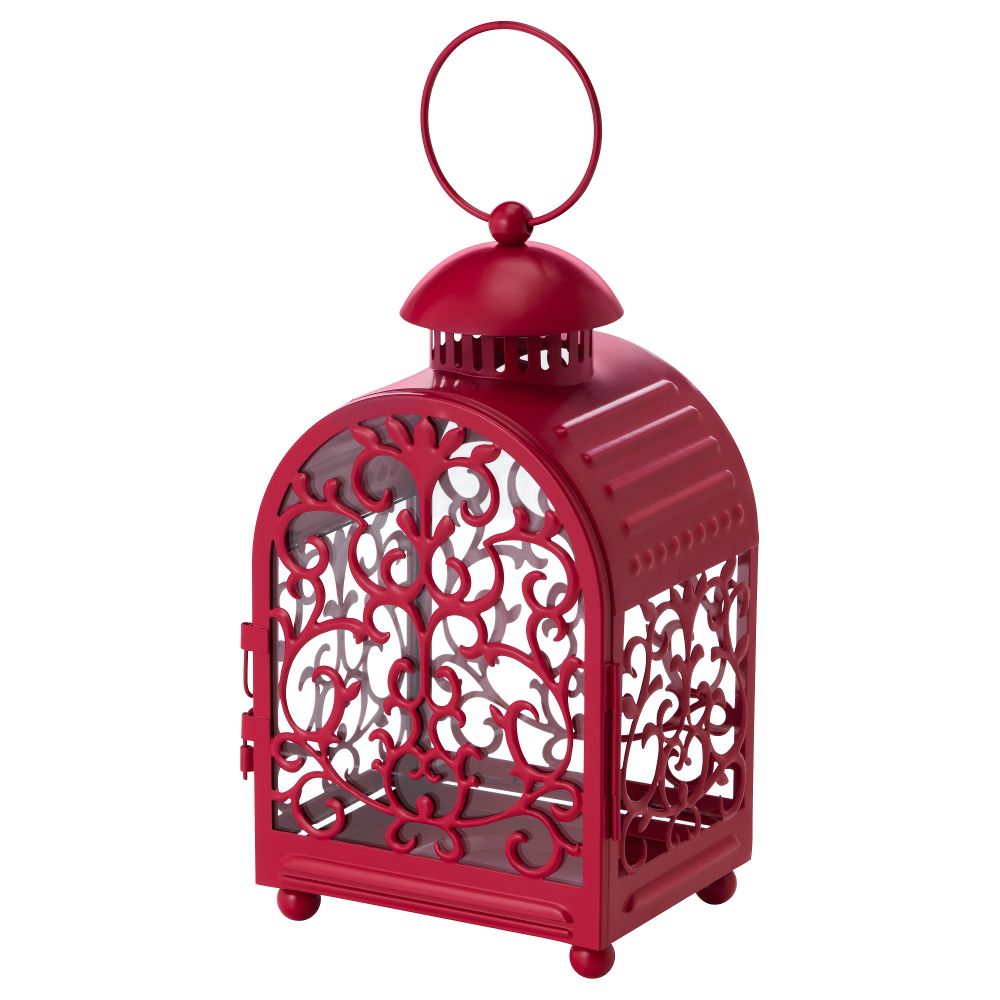 Фонарь для свечи в металической подставка ГОТТГЁРА, д/дома/улицы красный (26 см) - схема-чертеж с размерами