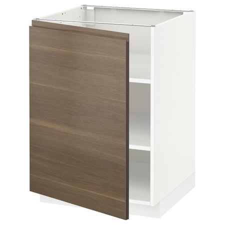 Напольный шкаф с полками, белый/Воксторп под грецкий орех 60x60 см IKEA METOD МЕТОД 194.467.46