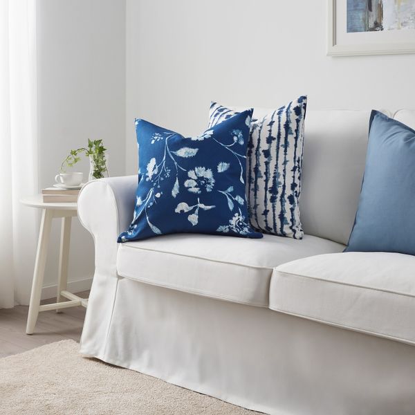 Чехол на подушку, синий-белый 50x50 см IKEA BLÅGRAN БЛОГРАН 304.325.97 - фото 3