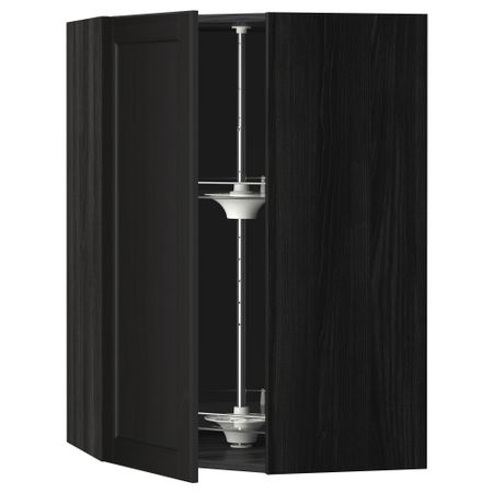Угловой навесной шкаф с вращающейся секцией МЕТОД, черный, Лаксарби черно-коричневый