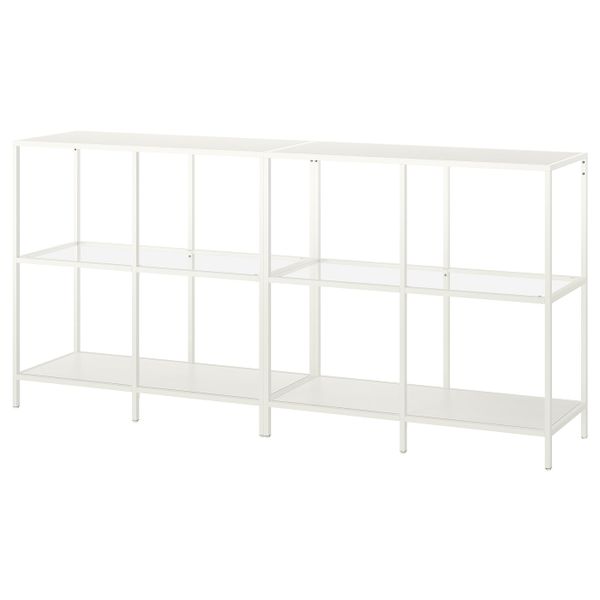 Комбинация для хранения, белый/стекло 200x36x93 см IKEA VITTSJÖ ВИТШЁ 092.945.31 - фото 1