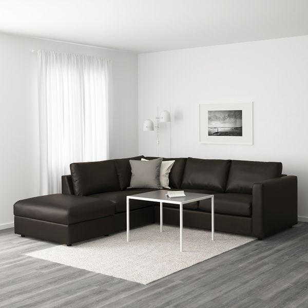 4-местный угловой диван, с открытым торцом, Фарста черный IKEA ВИМЛЕ 592.114.92 - фото 2