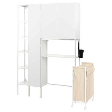 Комбинация для хранения, белый, 140x32x204 см IKEA BEGIVENHET БЕГИВЕНХЕТ 694.779.24