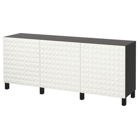 Комбинация для хранения с дверцами БЕСТО, черно-коричневый, Дьюпвикен белый (180x40x74 см)