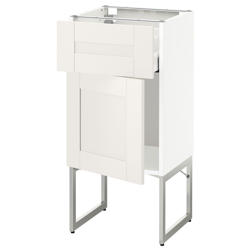 Напольный шкаф с ящиком, дверью МЕТОД / МАКСИМЕРА, белый, Сэведаль белый - схема-чертеж с размерами