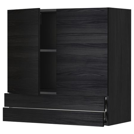 Навесной шкаф, 2 дверцы, 2 ящика МЕТОД / ФОРВАРА, черный, Тингсрид черный