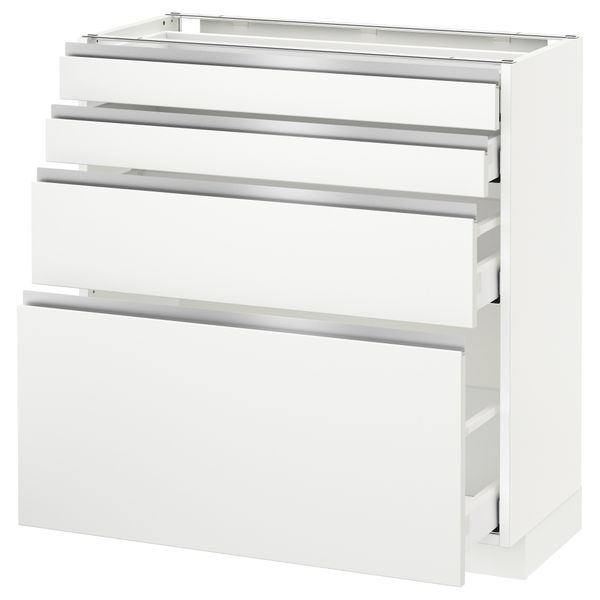 Напольный шкаф 4 фронтальных панели, 4 ящика МЕТОД / МАКСИМЕРА, белый, Нодста белый - схема-чертеж с размерами