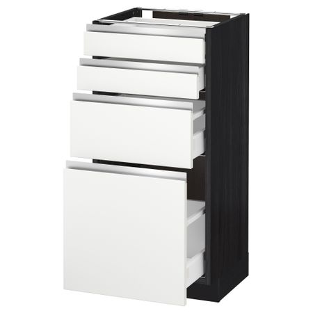 Напольный шкаф 4 фронтальных панели, 4 ящика МЕТОД / МАКСИМЕРА, черный, Нодста белый